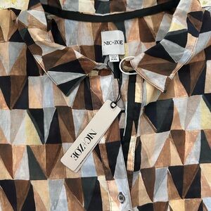 NIC+ZOE women’s Triangular Pattern Shirt - Brown, Black, Cream